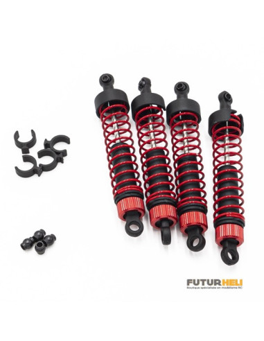 Kit 4 Amortisseurs Hydrauliques FUNTEK STX - Référence FTK-22005 - En Aluminium, Pour Voiture Radiocommandée FUNTEK STX