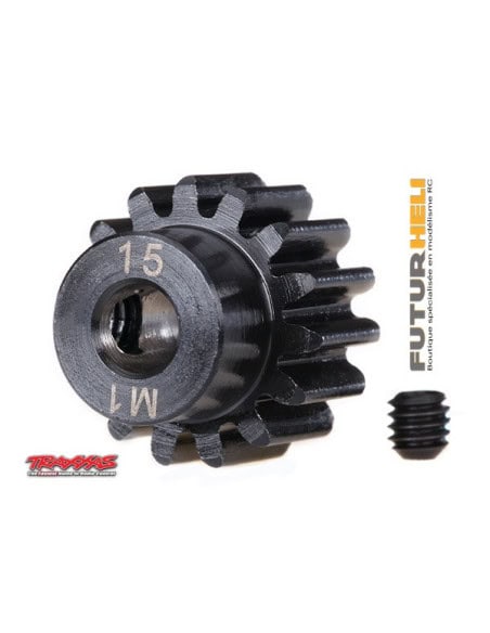 Pignon Moteur 15 dents module 1,0 renforcé pour axe de 5mm
