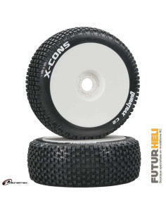 Roues 1/8eme X-Cons C2 jantes blanche (x2)