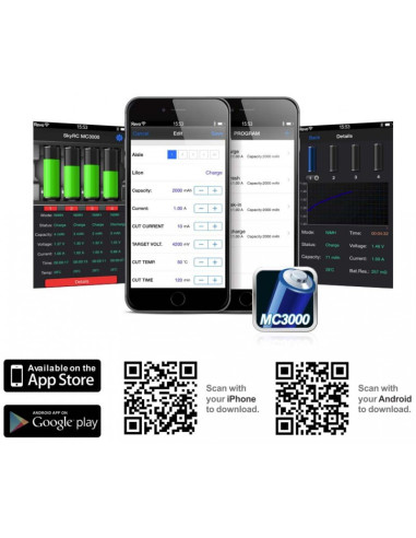 Chargeur MC3000 avec analyseur pour accus cylindriques