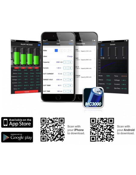 Chargeur MC3000 avec analyseur pour accus cylindriques