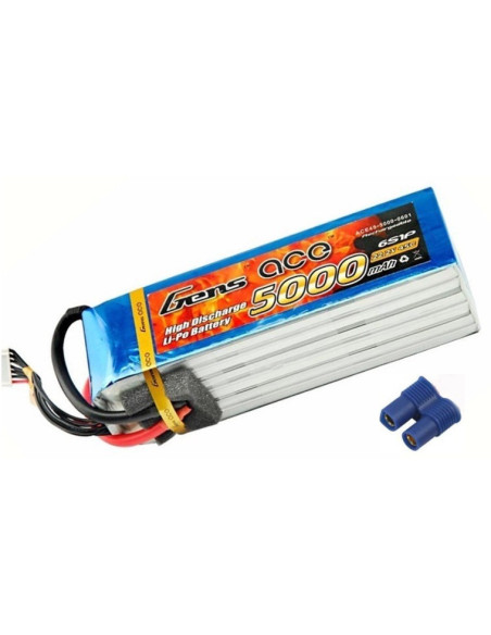 Batterie lipo 5000 mAh 6S 22,2v 45C prise EC5