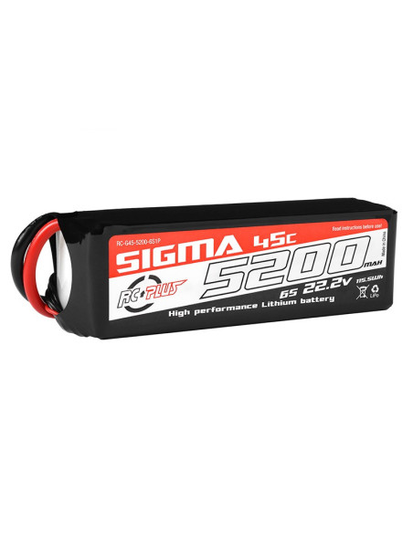 Batterie lipo 5200 Mah 6S 45c prise XT60