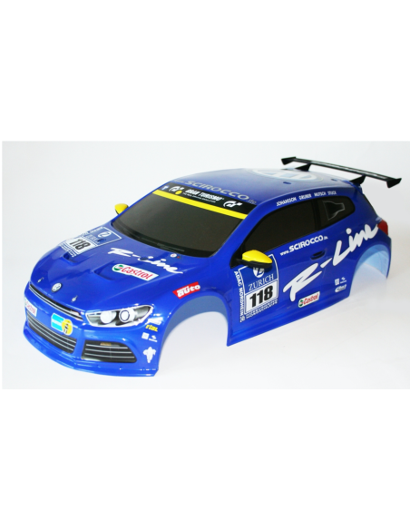 Carrosserie vW Scirocco bleu peinte 1/10eme
