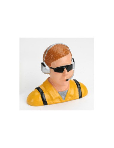 Pilote civil 1/4 avec casque micro lunette buste jaune hangar9