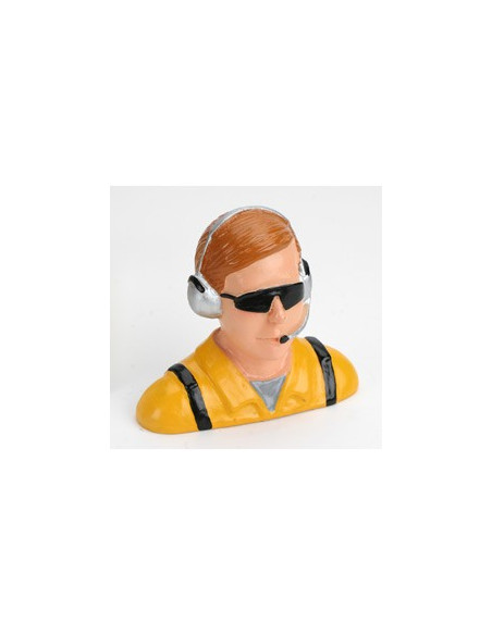 Pilote civil 1/4 avec casque micro lunette buste jaune hangar9