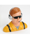 Pilote civil 1/4 avec casque micro lunette buste jaune hangar9