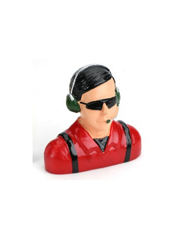 Pilote civil 1/4 avec casque micro lunette buste rouge  hangar9