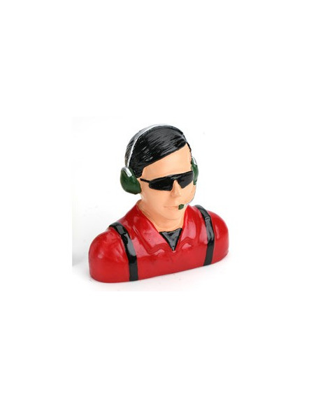 Pilote civil 1/4 avec casque micro lunette buste rouge  hangar9