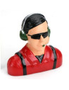 Pilote civil 1/4 avec casque micro lunette buste rouge  hangar9