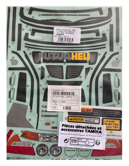 Tamiya 9490074 planche de Stickers pour Lancia Evo référence 58713