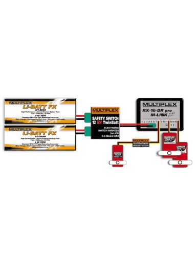 Achetez votre 85009 SAFETY-SWITCH 12HV TwinBatt  Multiplex  chez Futurheli.com votre magasin modelisme dans le 74