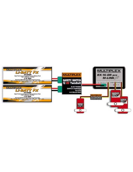 Achetez votre 85009 SAFETY-SWITCH 12HV TwinBatt  Multiplex  chez Futurheli.com votre magasin modelisme dans le 74