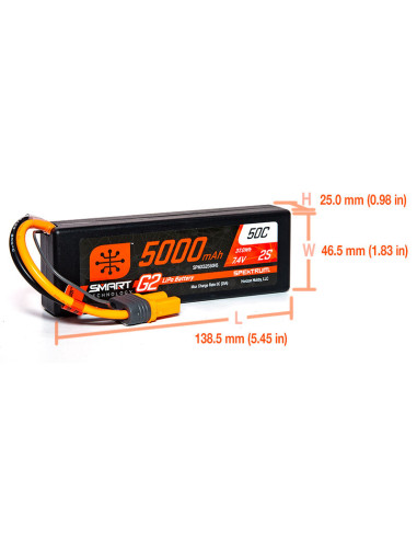 Batterie lipo 5000 MAh 2S 7,4v 50c G2 Hardcase prise IC5