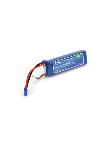 lipo 2500mAh 4S 14.8V 30C LiPo, 12AWG EC3 E-flite