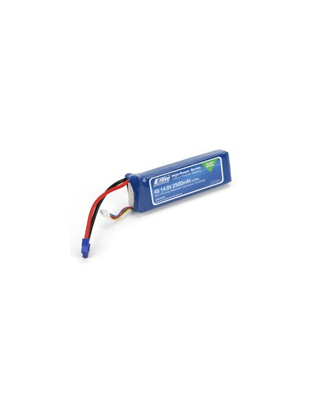 lipo 2500mAh 4S 14.8V 30C LiPo, 12AWG EC3 E-flite