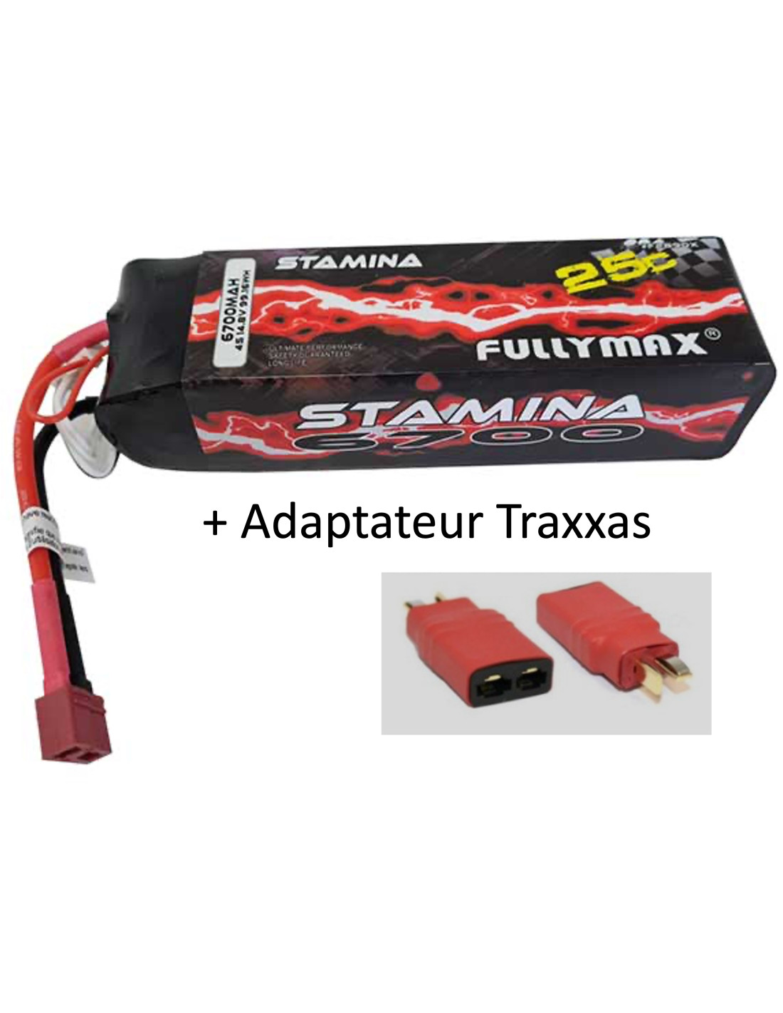 PACK CHARGEUR LIVE 2973 + 2 x LIPO 4S 6700MAH 2890X PRISE TRAXXAS