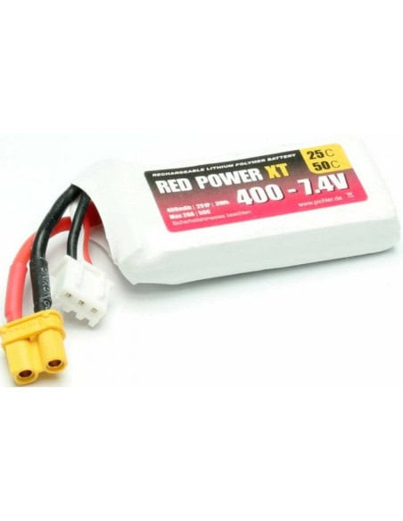 Batterie lipo 400 Mah 2s 7,4v prise XT30 Red Power
