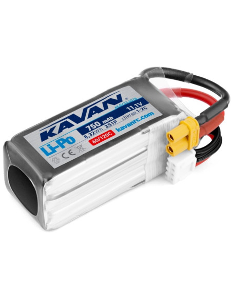 Lipo 750 MAh 3S 11,1v prise XT30 kavan dispo chez Futurheli RC