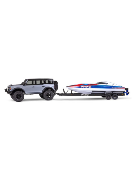 Transportez votre bateau Traxxas avec style grâce à cette remorque détaillée.