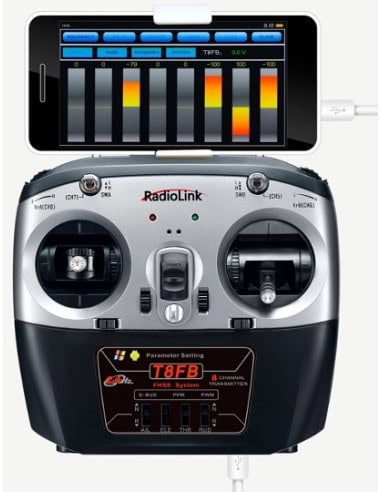 Radio 8 voies BT T8FB + Récepteur R8EF RadioLink Mode 1