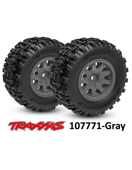 Mini Maxx Roues avant (x2) montées collés Traxxas 10771-GRAY