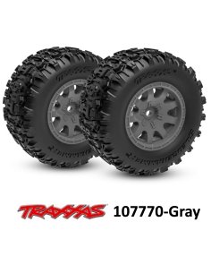 Mini Maxx roues arrières montées collées (X2) Traxxas 10770-GRAY