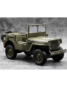Jeep willys 1/10 ème maquette complète + radio + éclairage