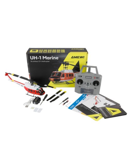 Helicoptère RC Bell UH-1D Marine Brushless 6 canaux complets