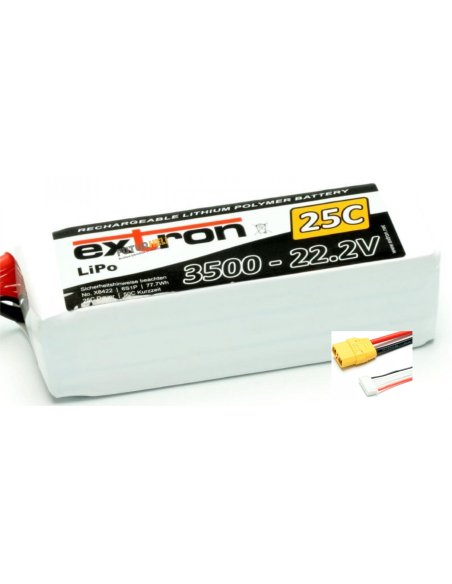 Batterie lipo 3500 MAh 6s 22,2v prise XT90 Extron X6422