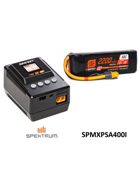 Combo batterie lipo G2 2200 Mah 3S + chargeur S155 G2 Spektrum SPMXPSA400i