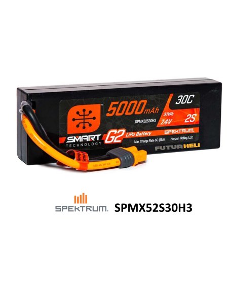 Batterie Spektrum lipo 5000 Mah 2S 7,4v 30c Hardcase prise IC3 par Futurheli