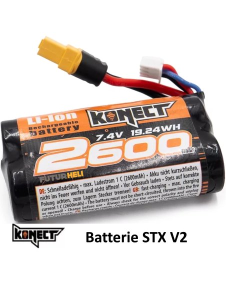 Batterie 2600 Mah Li-ION 2S 7,4v prise XT60 Konect STX V2