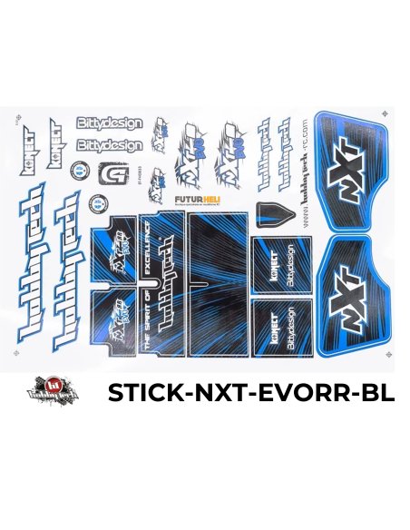Sticker bleu pour Spirit NXt Evo de Hobbytech disponible chez futurheli rc  STICK-NXT-EVORR-BL.