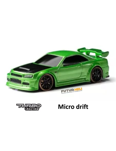 Micro Drift Turbo Racing 1/76 ème verte complète voiture verte futurheli