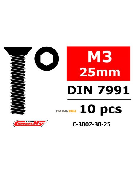 Vis fraisé M3x25mm 10 pièces C-3002-30-25