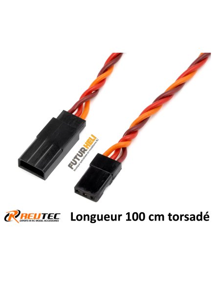 Rallonge servo JR longueur 100cm 22 AWG - 0.34mm2 torsadé