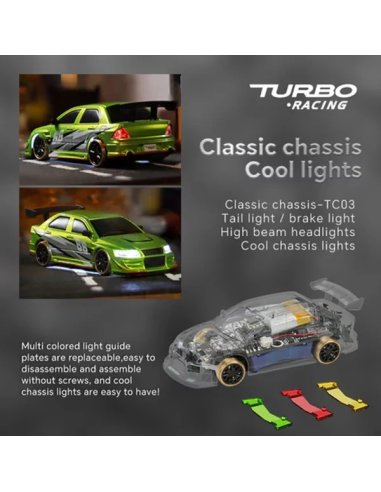 Micro drift C66 1/76 ème vert Turbo racing