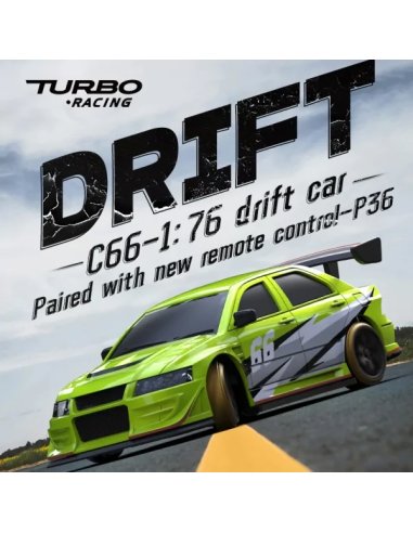 Micro drift C66 1/76 ème vert Turbo racing