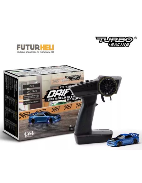 Micro Drift Turbo Racing 1/76 ème bleu complète