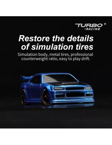 Micro Drift Turbo Racing 1/76 ème bleu complète