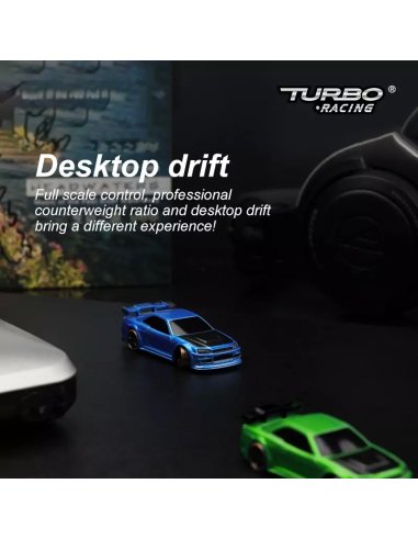 Micro Drift Turbo Racing 1/76 ème bleu complète