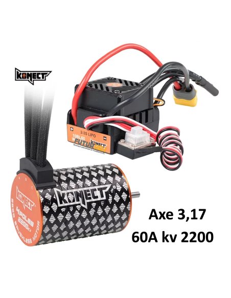 Combo Moteur/Esc brushless 60A 2200 kv axe 3,17 mm