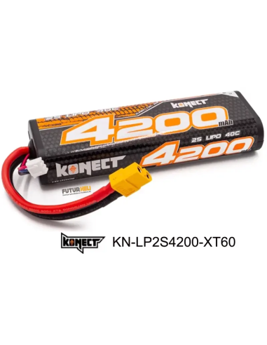 Batterie lipo 4200 Mah 2S 7,4v 40C prise XT60 Konect