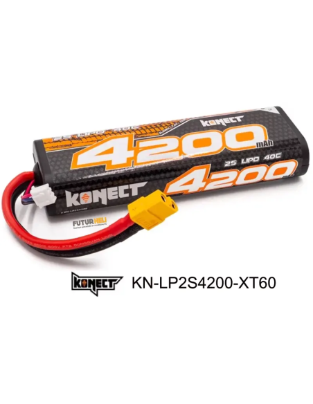 Batterie lipo 4200 Mah 2S 7,4v 40C prise XT60 Konect