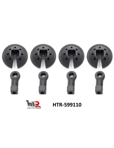 HTR-599110 Coupelle ressort + chapes amortisseur 1/8 ème HTR 16mm (x4)