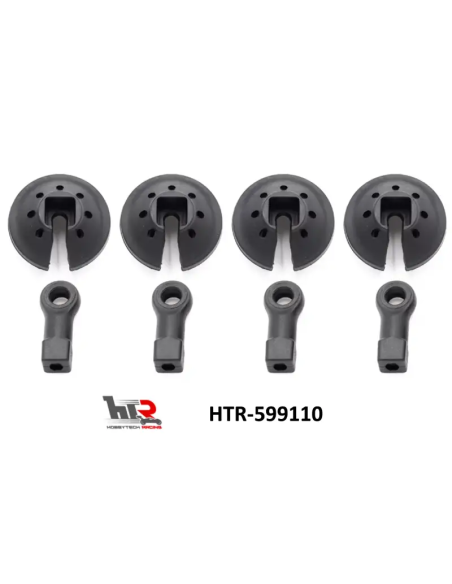 HTR-599110 Coupelle ressort + chapes amortisseur 1/8 ème HTR 16mm (x4)