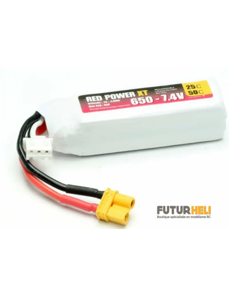 Batterie lipo 650  mAh 2S 7,4v prise XT30