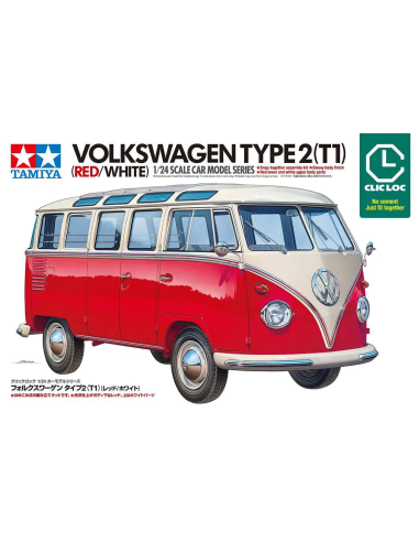 Tamiya 28101 volkswagen Type 2 Rouge/Blanc 1/24 sans colle