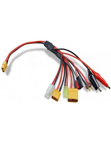 Cable multifonctions 8 en 1avec prise XT60 coté chargeur  distribué par Futurheli RC .